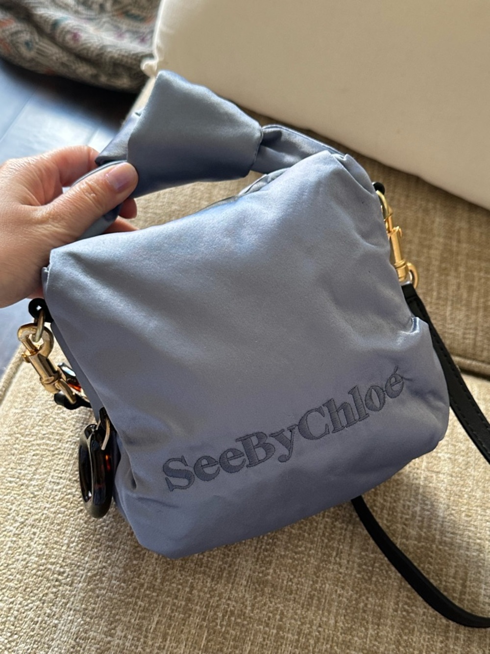 See by Chloe Small Tilly Camera Bag Blue Silver River Satin